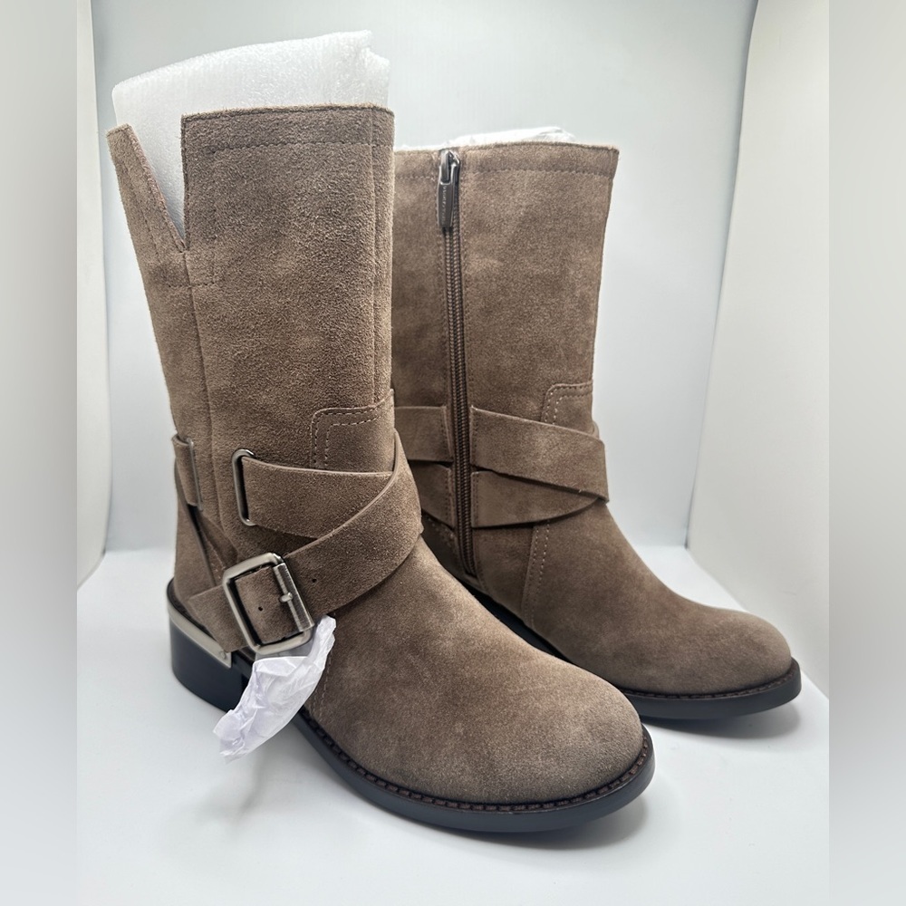 NEW Vince Camuto Wethima Suede Moto Boot Tuscan Taupe Verona Women’s Sz 5M